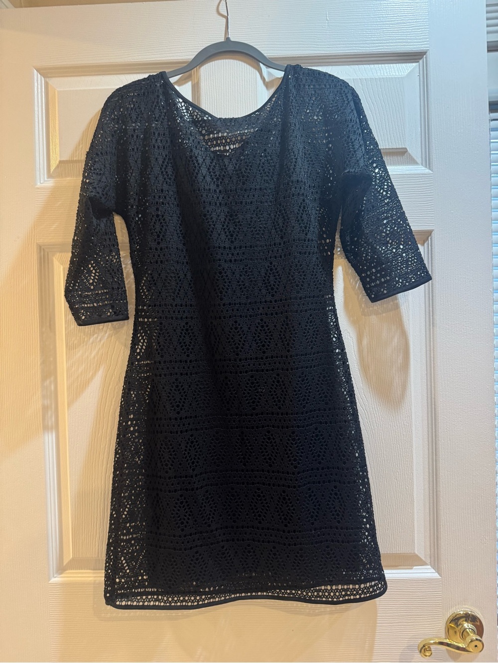 Express Black Crochet Midi Dress